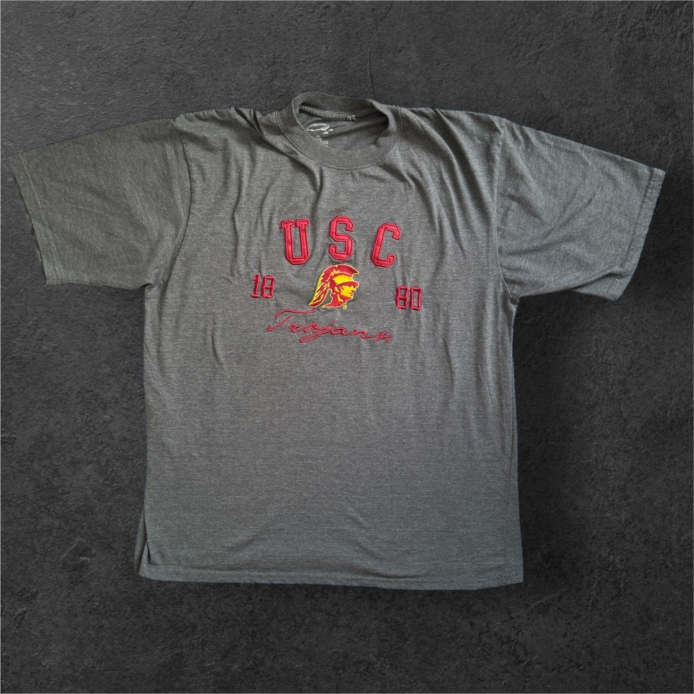 Cadre USC Trojans Embroidered Graphic T Shirt Men's XL Gray Red Football‎